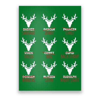 Funny Christmas Reindeer Names Poster
