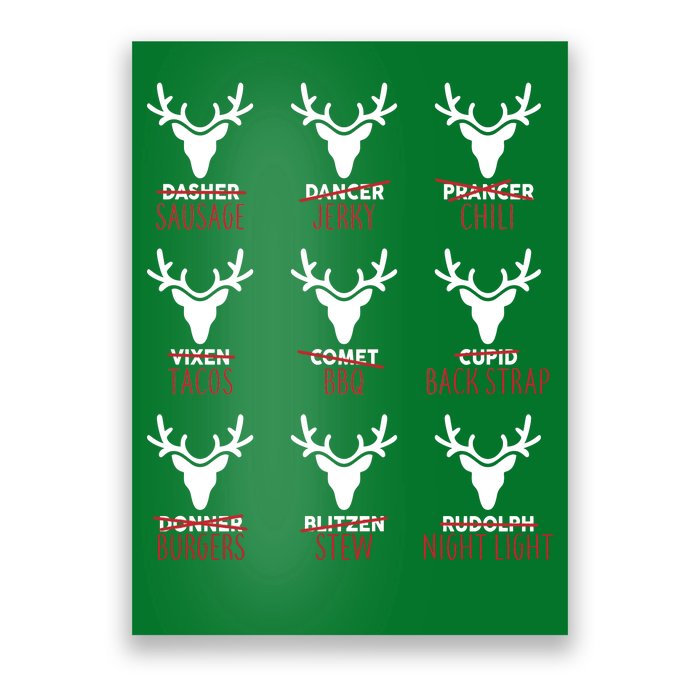 Funny Christmas Reindeer Names Poster