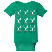 Funny Christmas Reindeer Names Baby Bodysuit