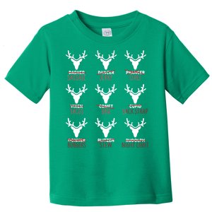 Funny Christmas Reindeer Names Toddler T-Shirt