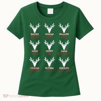 Funny Christmas Reindeer Names Womens T-Shirt