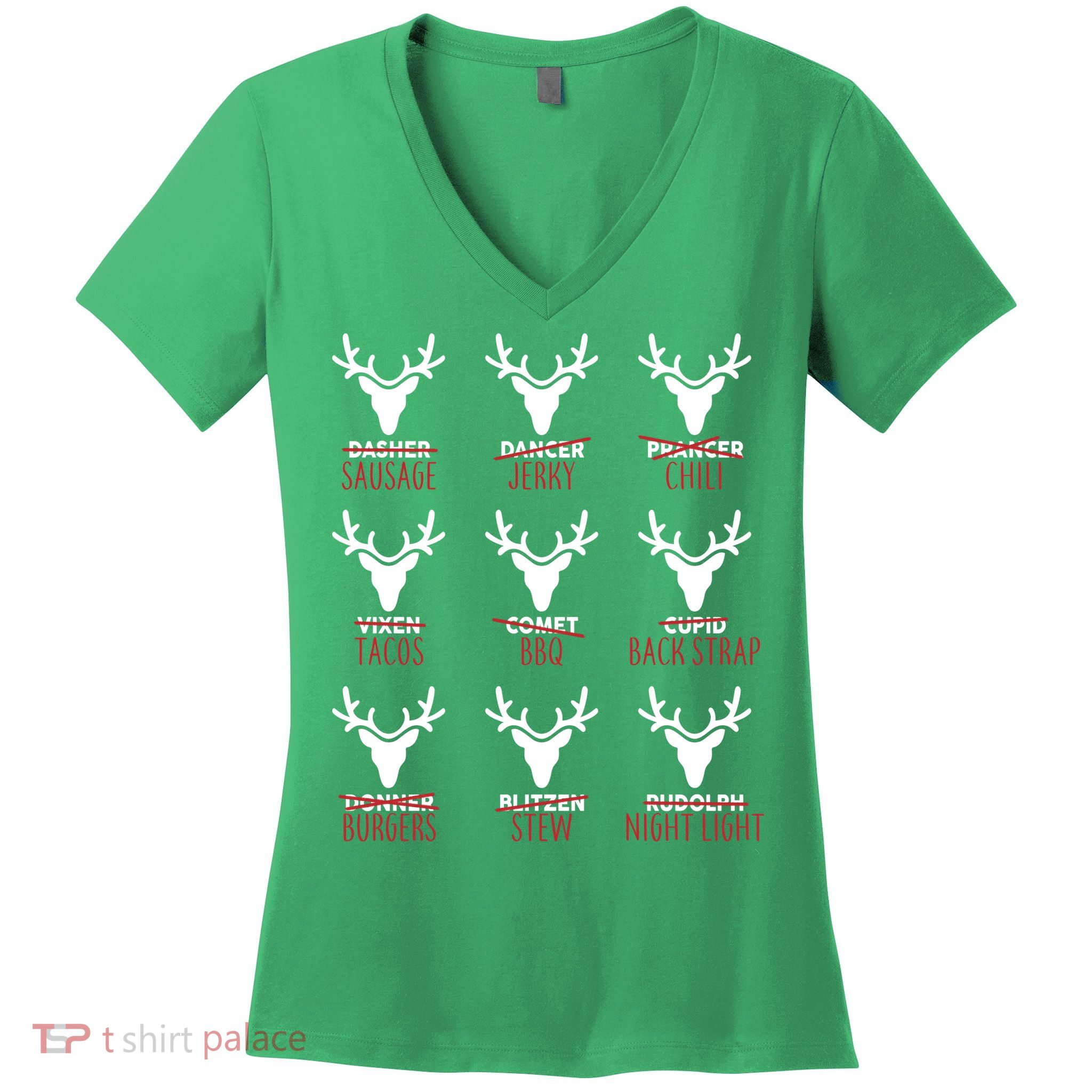 Funny Christmas Reindeer Names Women's V-Neck T-Shirt