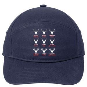 Funny Christmas Reindeer Names 7-Panel Snapback Hat