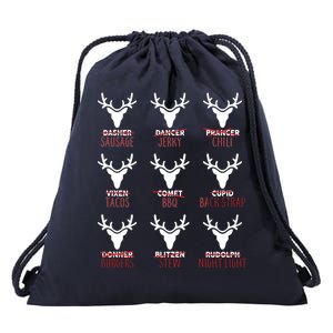 Funny Christmas Reindeer Names Drawstring Bag