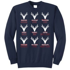 Funny Christmas Reindeer Names Tall Sweatshirt