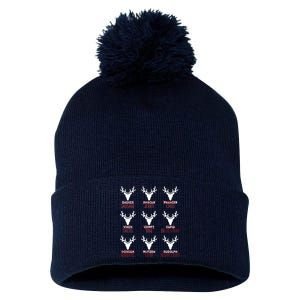 Funny Christmas Reindeer Names Pom Pom 12in Knit Beanie