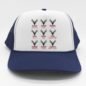 Funny Christmas Reindeer Names Trucker Hat