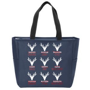 Funny Christmas Reindeer Names Zip Tote Bag