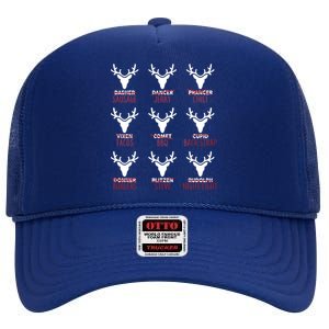 Funny Christmas Reindeer Names High Crown Mesh Back Trucker Hat