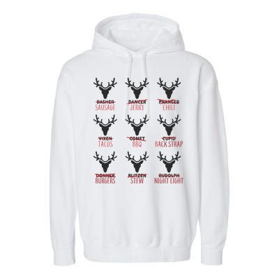 Funny Christmas Reindeer Names Garment-Dyed Fleece Hoodie