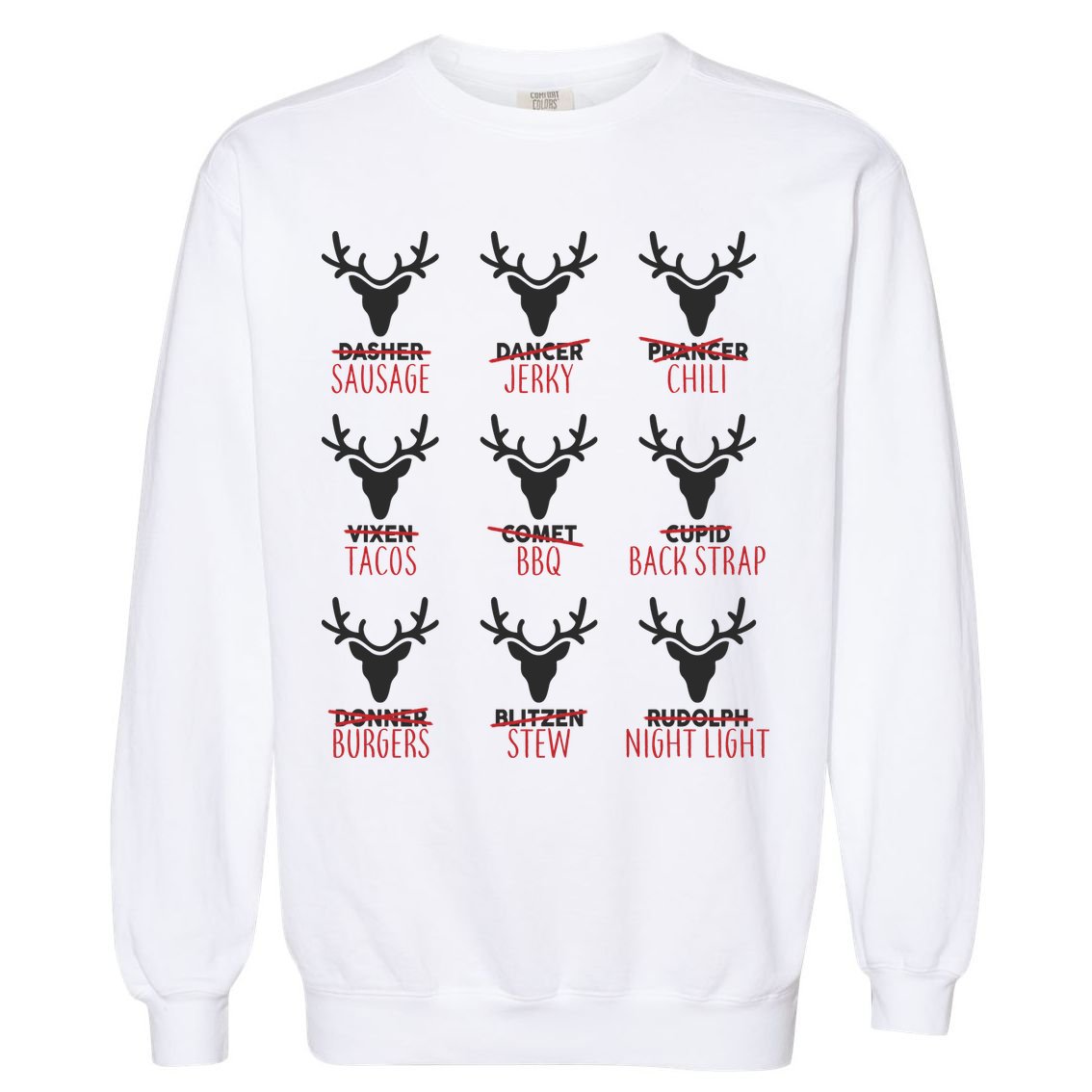 Funny Christmas Reindeer Names Garment-Dyed Sweatshirt