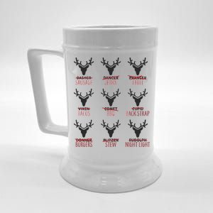 Funny Christmas Reindeer Names Beer Stein