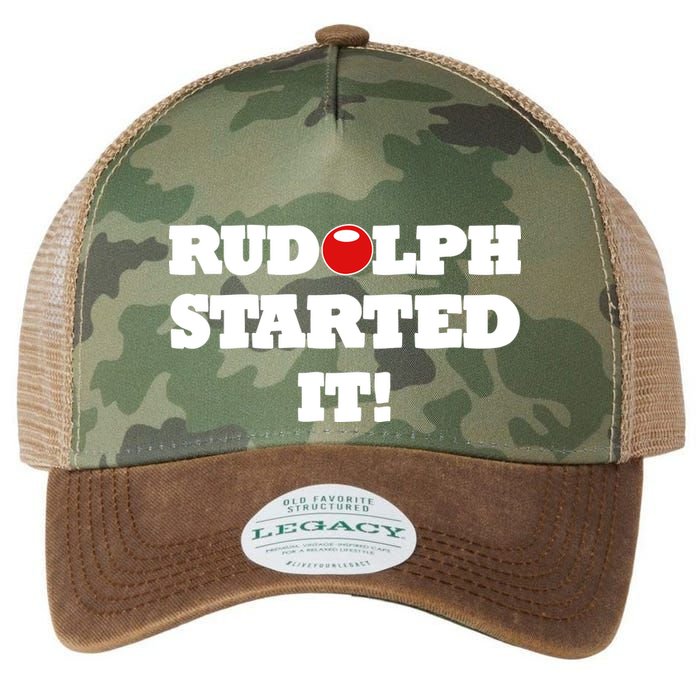 Funny Christmas Rudolph Started It Legacy Tie Dye Trucker Hat
