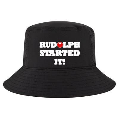 Funny Christmas Rudolph Started It Cool Comfort Performance Bucket Hat