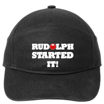 Funny Christmas Rudolph Started It 7-Panel Snapback Hat