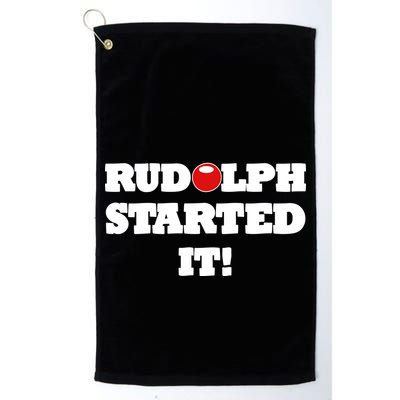 Funny Christmas Rudolph Started It Golf Towel