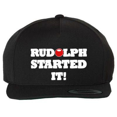 Funny Christmas Rudolph Started It Wool Snapback Cap