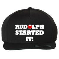 Funny Christmas Rudolph Started It Wool Snapback Cap