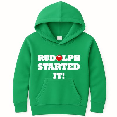 Funny Christmas Rudolph Started It Kids Hoodie