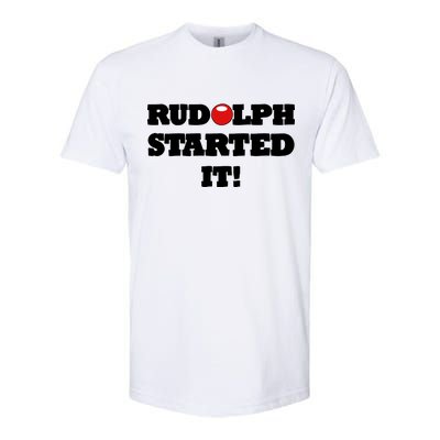 Funny Christmas Rudolph Started It Softstyle® CVC T-Shirt