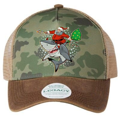 Funny Christmas Santa Riding Shark Legacy Tie Dye Trucker Hat