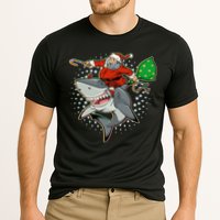 Funny Christmas Santa Riding Shark Cooling Performance Crew T-Shirt