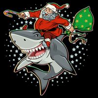 Funny Christmas Santa Riding Shark Cooling Performance Crew T-Shirt
