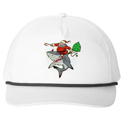 Funny Christmas Santa Riding Shark Snapback Five-Panel Rope Hat