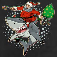 Funny Christmas Santa Riding Shark 11oz C Handle Ceramic Mug