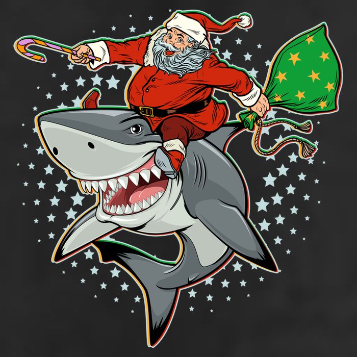 Funny Christmas Santa Riding Shark 11oz C Handle Ceramic Mug