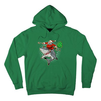 Funny Christmas Santa Riding Shark Hoodie