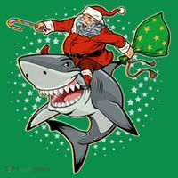 Funny Christmas Santa Riding Shark T-Shirt