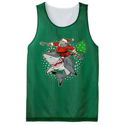 Funny Christmas Santa Riding Shark Mesh Reversible Basketball Jersey Tank