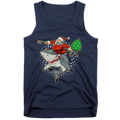 Funny Christmas Santa Riding Shark Tank Top