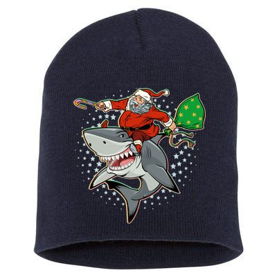 Funny Christmas Santa Riding Shark Short Acrylic Beanie