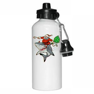 Funny Christmas Santa Riding Shark Aluminum Water Bottle