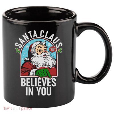 Funny Christmas Vintage Santa Claus Believe In You 11oz C Handle Ceramic Mug