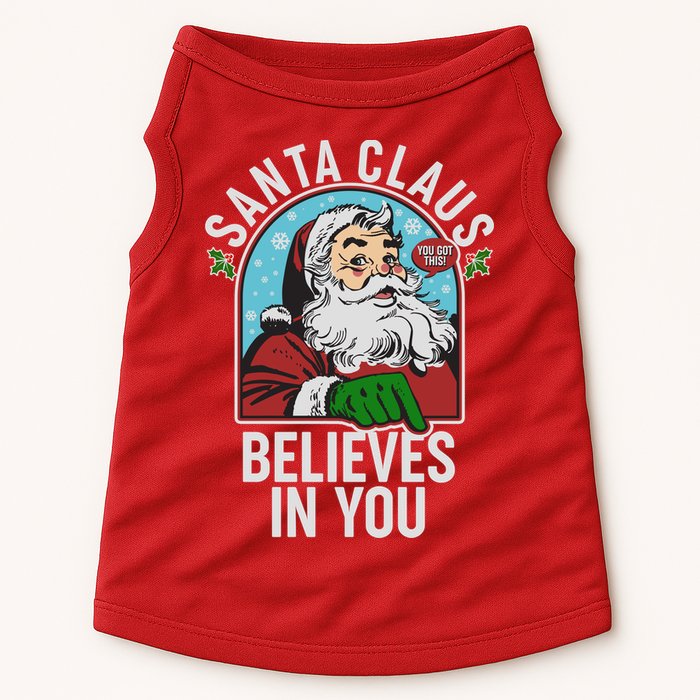 Funny Christmas Vintage Santa Claus Believe In You Doggie Tank