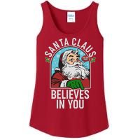 Funny Christmas Vintage Santa Claus Believe In You Ladies Essential Tank