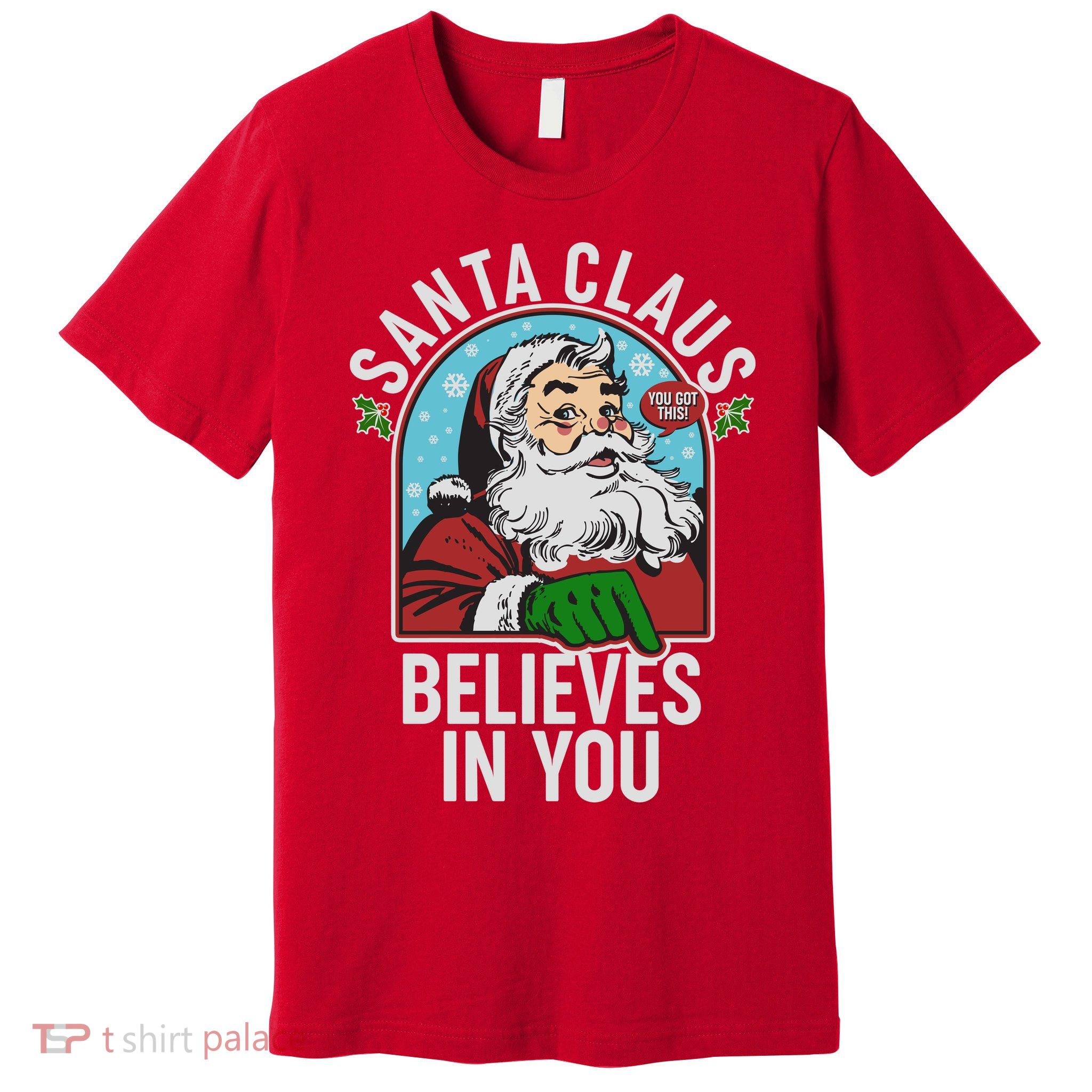Funny Christmas Vintage Santa Claus Believe In You Premium T-Shirt