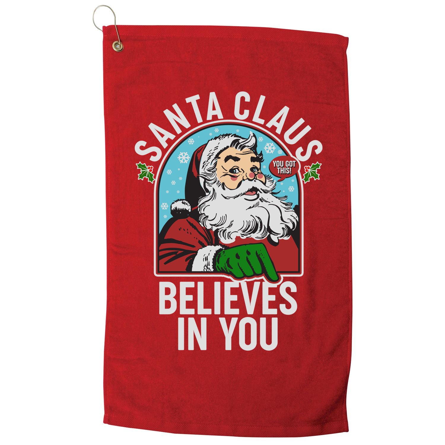 Funny Christmas Vintage Santa Claus Believe In You Golf Towel