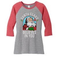 Funny Christmas Vintage Santa Claus Believe In You Women's Tri-Blend 3/4-Sleeve Raglan Shirt