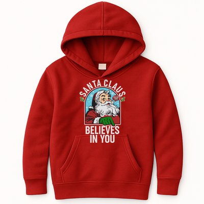 Funny Christmas Vintage Santa Claus Believe In You Kids Hoodie