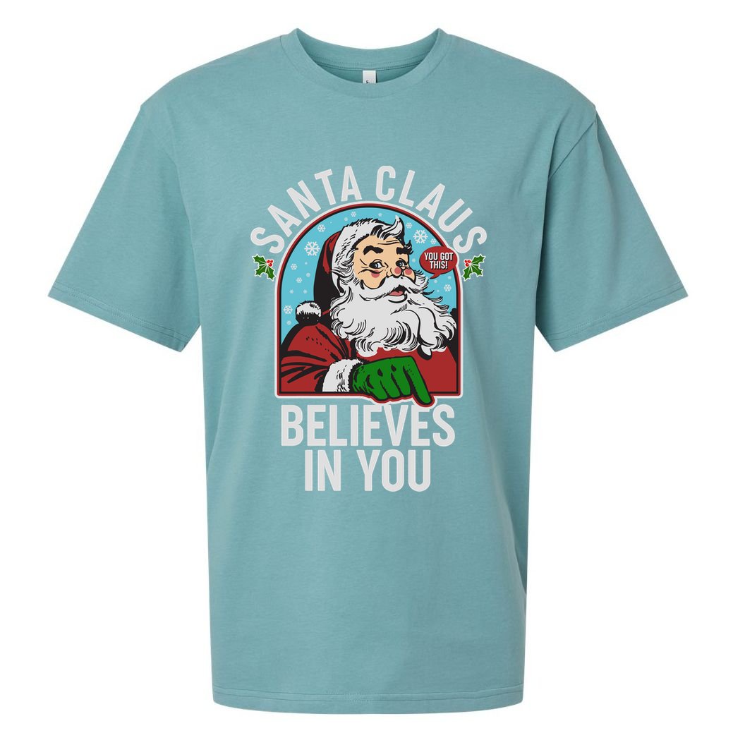 Funny Christmas Vintage Santa Claus Believe In You Sueded Cloud Jersey T-Shirt