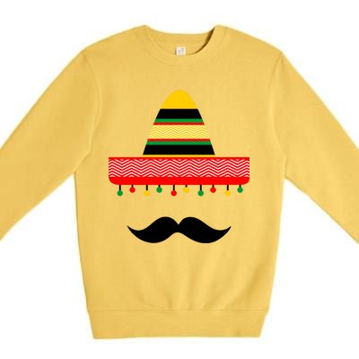 Funny Cinco De Mayo Mexican Hat Sombrero Mustache Premium Crewneck Sweatshirt