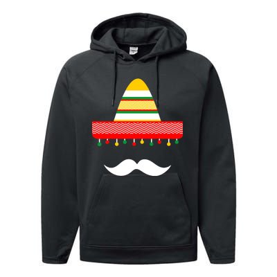 Funny Cinco De Mayo Mexican Hat Sombrero Mustache Performance Fleece Hoodie