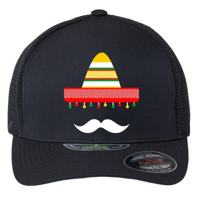 Funny Cinco De Mayo Mexican Hat Sombrero Mustache Flexfit Unipanel Trucker Cap