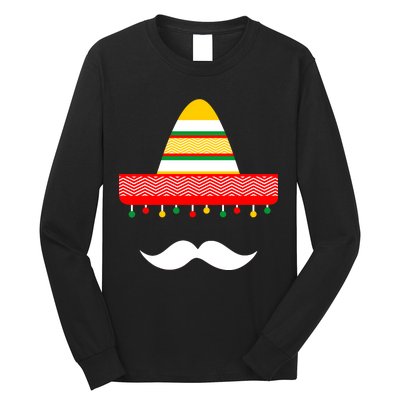 Funny Cinco De Mayo Mexican Hat Sombrero Mustache Long Sleeve Shirt