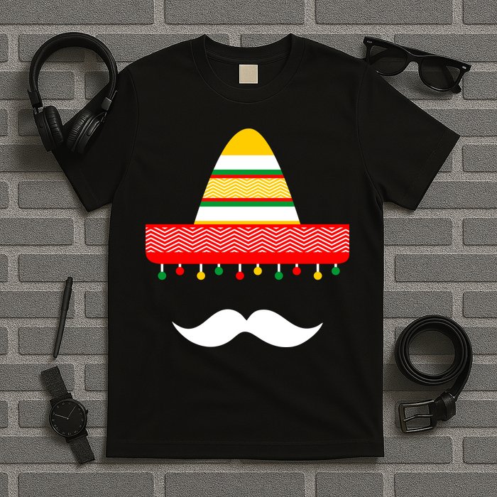 Funny Cinco De Mayo Mexican Hat Sombrero Mustache T-Shirt