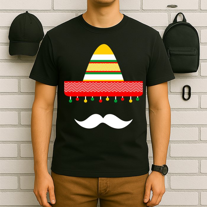Funny Cinco De Mayo Mexican Hat Sombrero Mustache T-Shirt